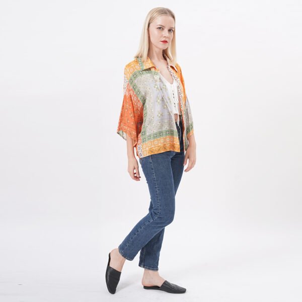 3/4 Sleeves Printed Blouse Tops