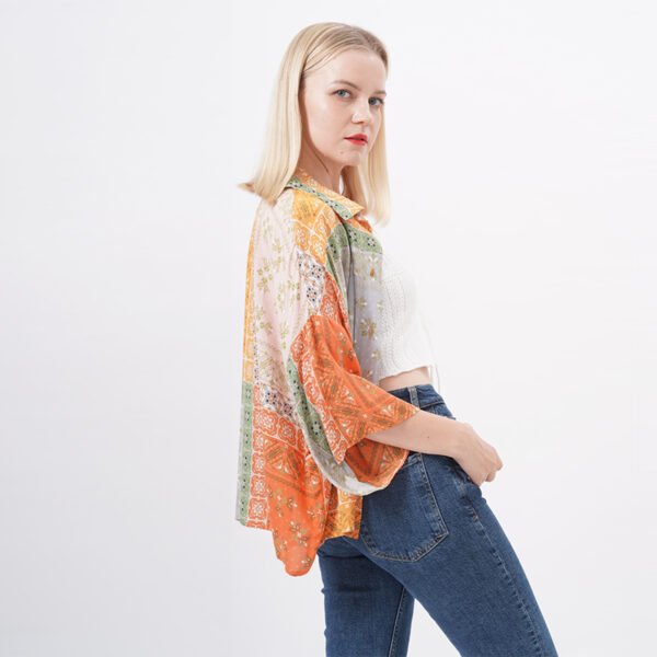 3/4 Sleeves Printed Blouse Tops - Image 4