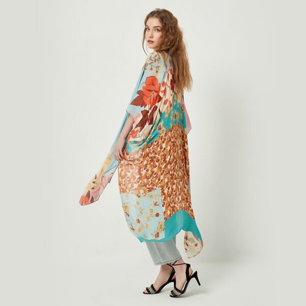 Floral Contrasting Printed Viscose Kimonos - Image 4