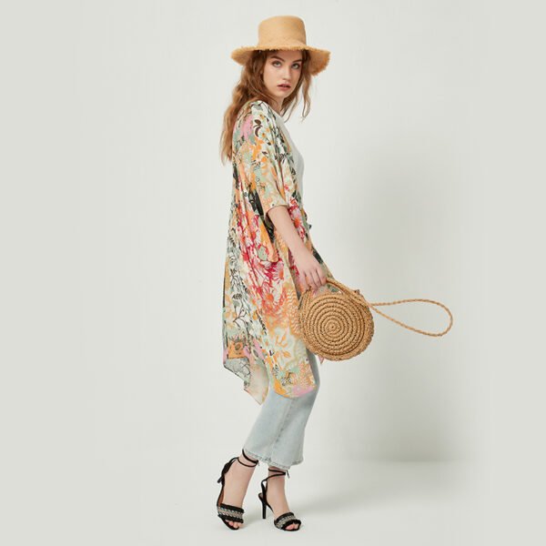 Oversized Floral Contrasting Printed Kimonos - Image 6