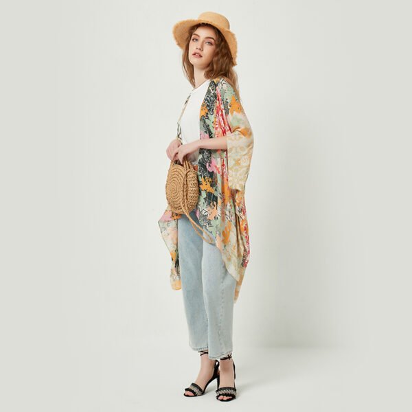 Oversized Floral Contrasting Printed Kimonos - Image 5