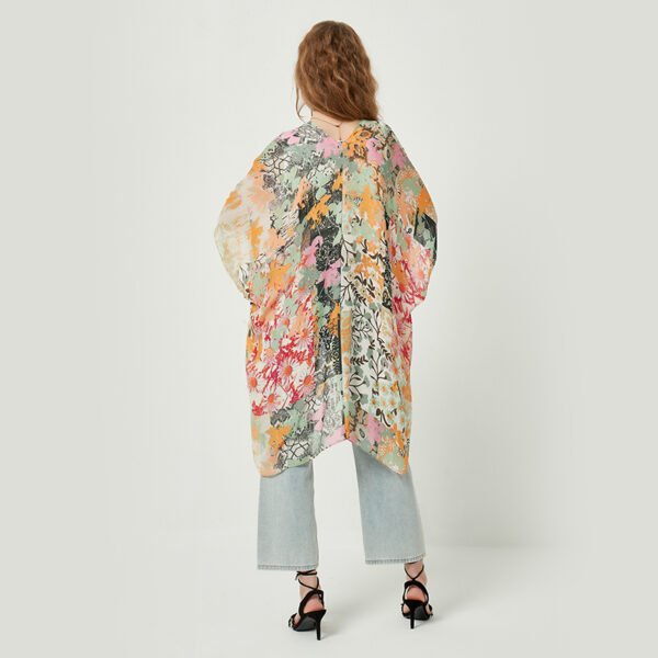 Oversized Floral Contrasting Printed Kimonos - Image 3