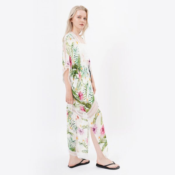 Lace Trim Floral Printed Maxi Kimono Cardigans - Image 6