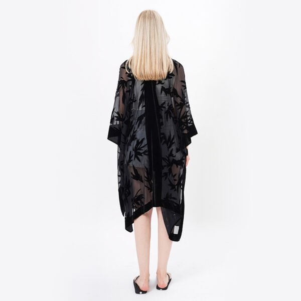 See Through Black Burnout Velvet Beach Cover Up Kimonos - Image 5