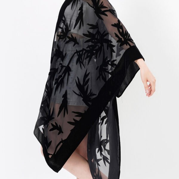 See Through Black Burnout Velvet Beach Cover Up Kimonos - Image 6