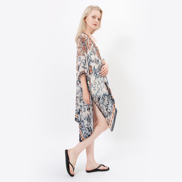 Loose Printed Viscose Slub Kimonos Cover Up - Image 6