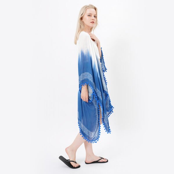 Open Front Pom Pom Viscose Kimonos - Image 6