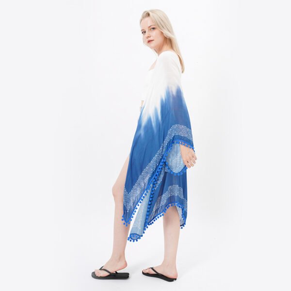 Open Front Pom Pom Viscose Kimonos - Image 5