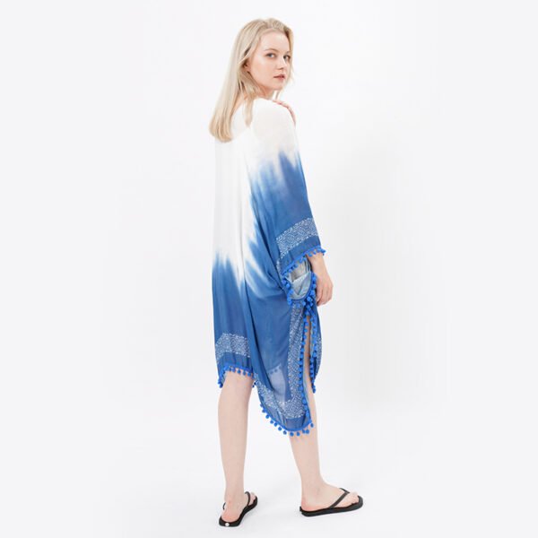 Open Front Pom Pom Viscose Kimonos - Image 4