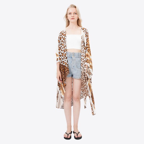Open Front Viscose Leopard Kimonos - Image 7