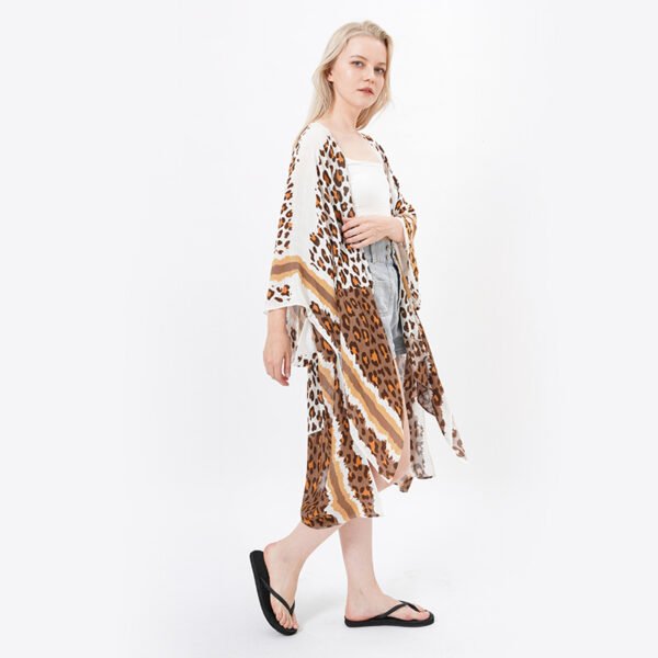 Open Front Viscose Leopard Kimonos
