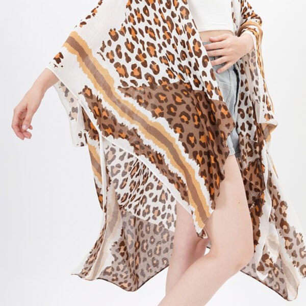 Open Front Viscose Leopard Kimonos - Image 2