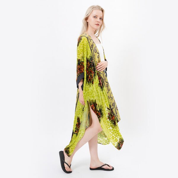 Casual Open Front Floral Burnout Velvet Kimonos - Image 6