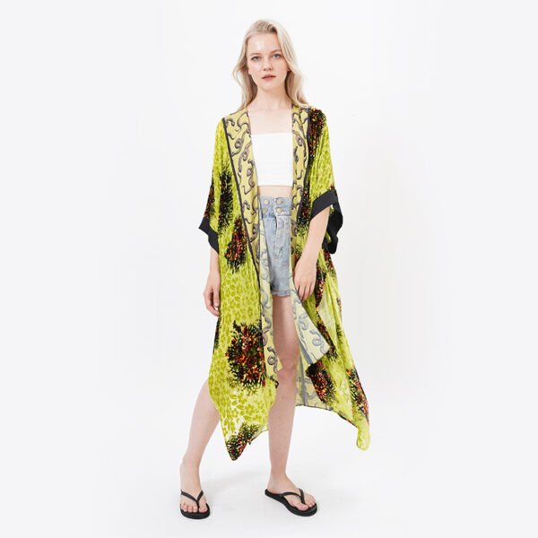 Casual Open Front Floral Burnout Velvet Kimonos