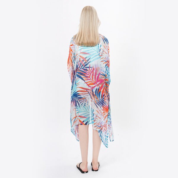 Casual Leaves Patterns Maxi Kimonos with Lapel - Image 4