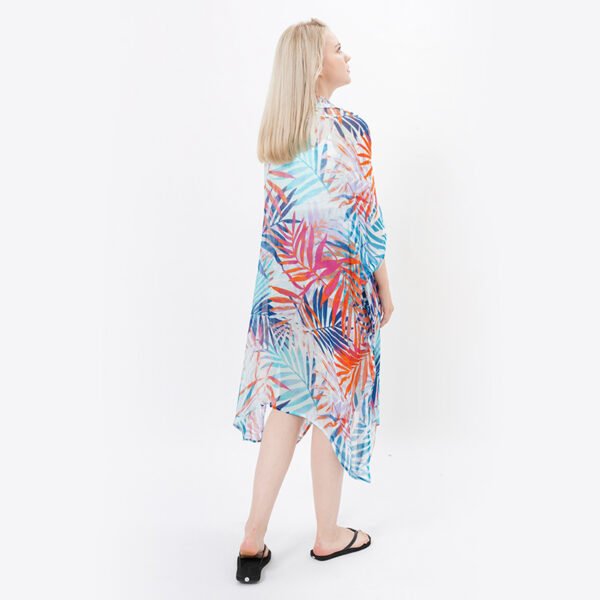 Casual Leaves Patterns Maxi Kimonos with Lapel - Image 3