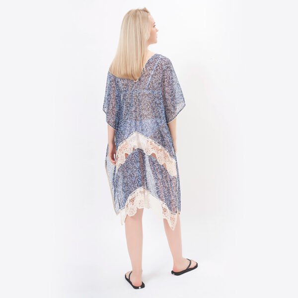 Casual Lace Trim Chiffon Printed Kimonos - Image 4