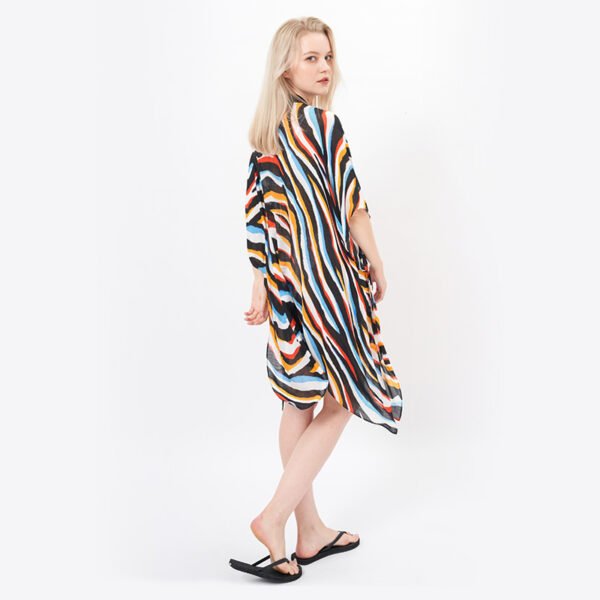 Eco-Viscose Slub Printed Open Front Long Beach Kimonos - Image 6