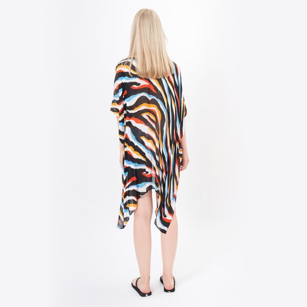 Eco-Viscose Slub Printed Open Front Long Beach Kimonos - Image 3