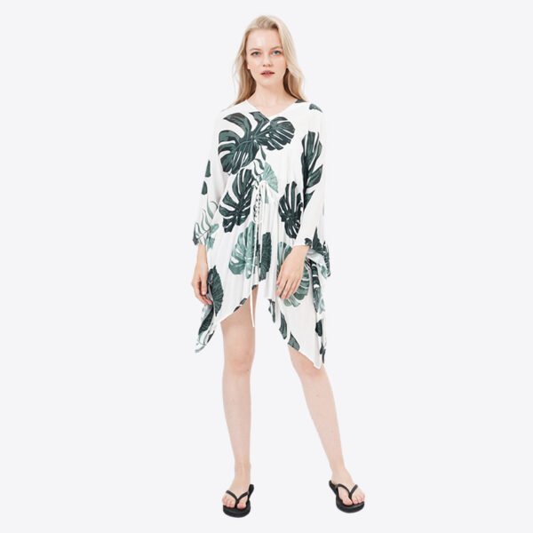 Batwing Sleeves Printed Beach Wrap Swimsuit Coverup - Image 7