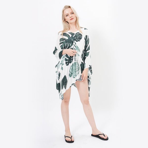 Batwing Sleeves Printed Beach Wrap Swimsuit Coverup