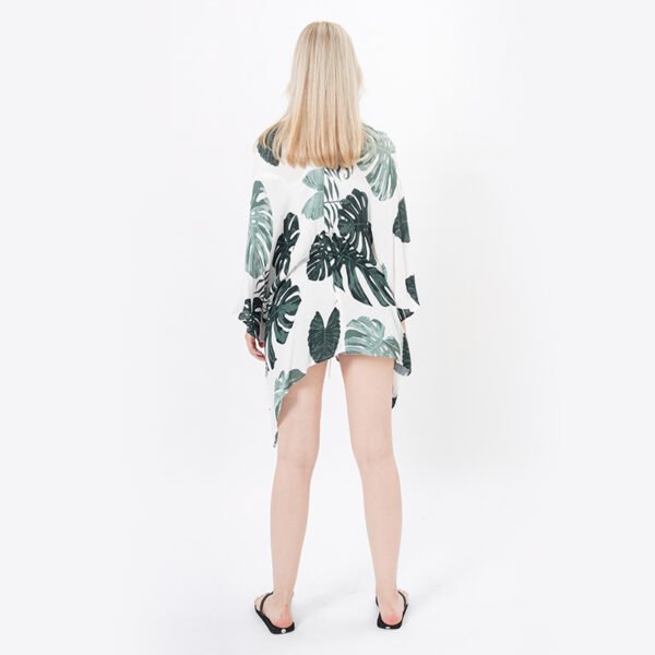 Batwing Sleeves Printed Beach Wrap Swimsuit Coverup - Image 3