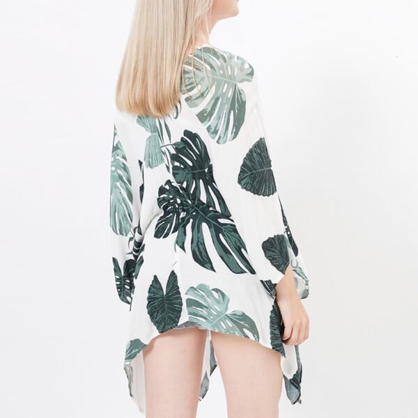 Batwing Sleeves Printed Beach Wrap Swimsuit Coverup - Image 2