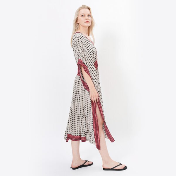 Flowy Printed Swimsuit Beach Cover Up Dress - Image 4