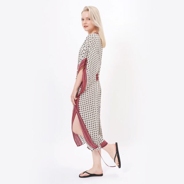 Flowy Printed Swimsuit Beach Cover Up Dress - Image 3