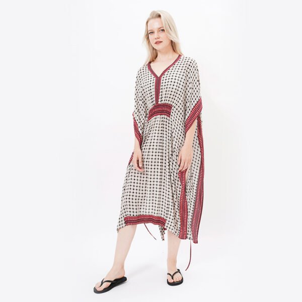 Flowy Printed Swimsuit Beach Cover Up Dress - Image 2