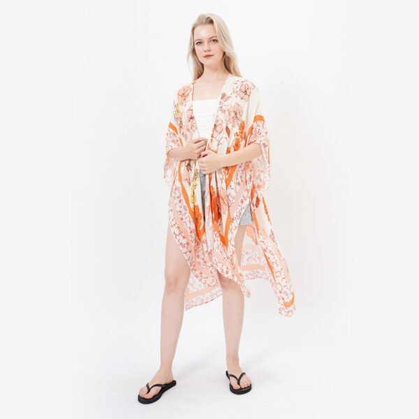 Casual Floral Beach Cover Ups Viscose Kimonos