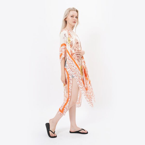 Casual Floral Beach Cover Ups Viscose Kimonos - Image 6