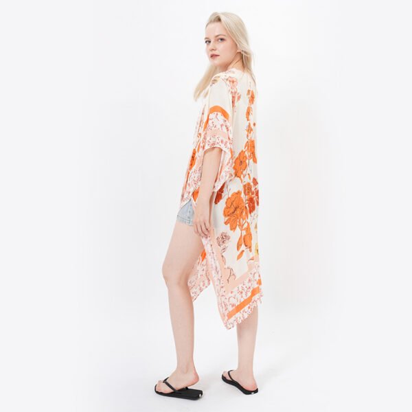 Casual Floral Beach Cover Ups Viscose Kimonos - Image 5