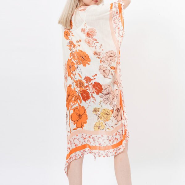 Casual Floral Beach Cover Ups Viscose Kimonos - Image 2