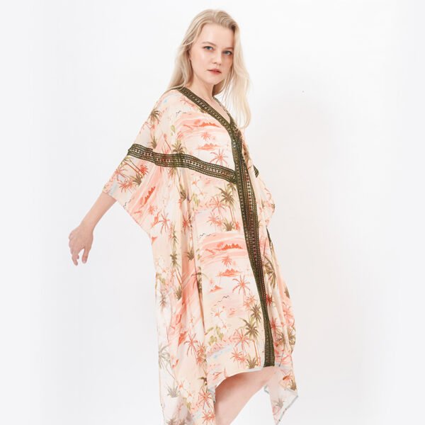 Lace Trim Floral Swimsuit Beach Cover Up Wraps - Image 4