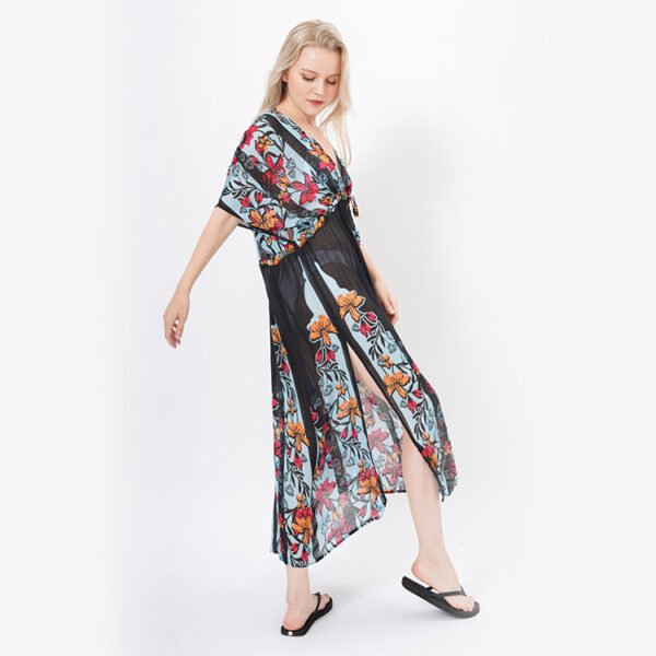 High Waist Floral Maxi Beach Cover Ups Dress - Image 6