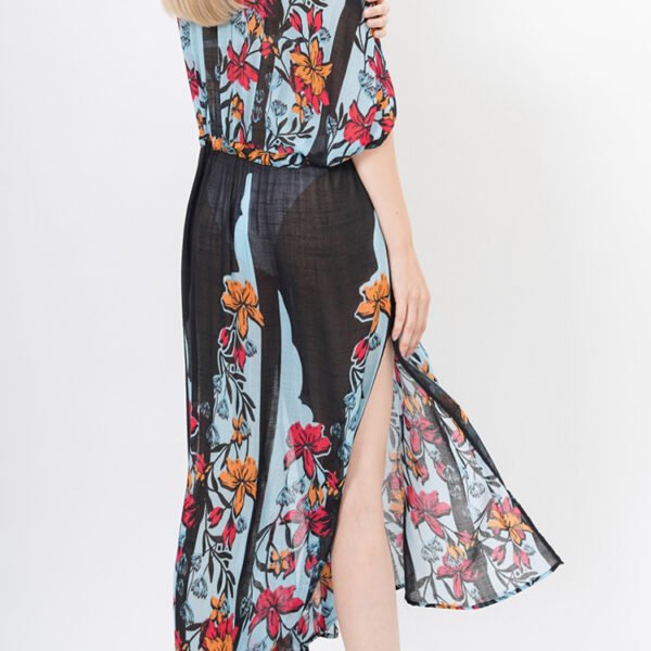 High Waist Floral Maxi Beach Cover Ups Dress - Image 3