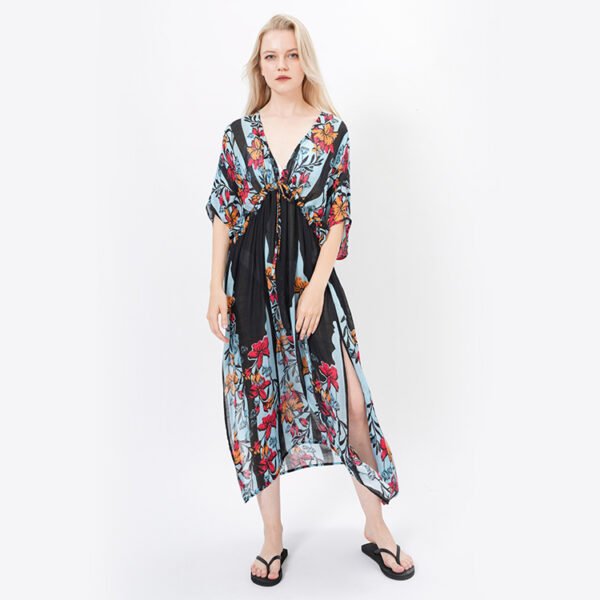 High Waist Floral Maxi Beach Cover Ups Dress - Image 2