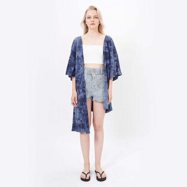 Asymmetrical Designed Open Front Cotton Kimonos - Image 2