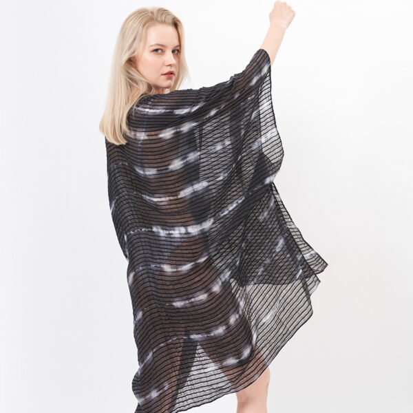 Stripes Printed Crinkled Long Cardigan Kimonos - Image 3