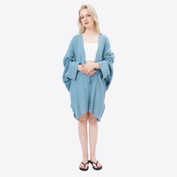 Cotton Long Sleeves Sleepwear Pajamas Robe - Image 7