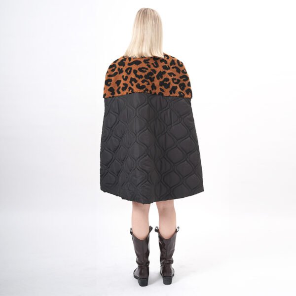 Button Down Quilted Padded Cape Poncho - Image 3