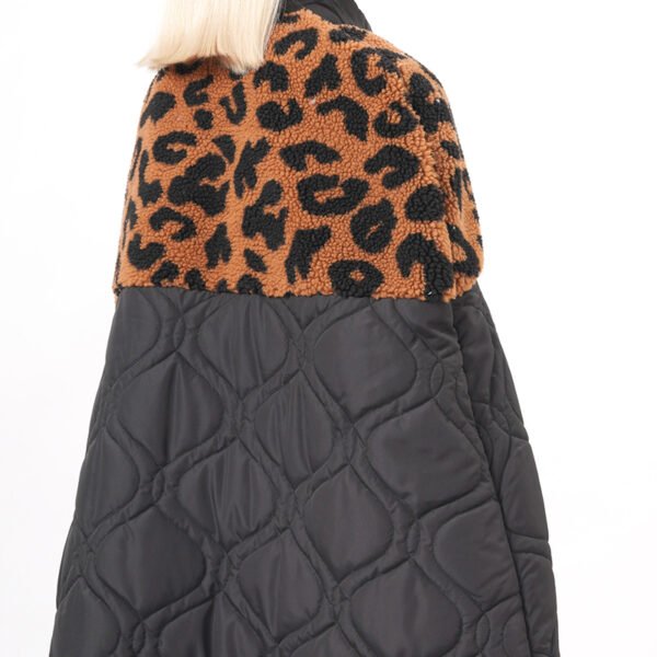 Button Down Quilted Padded Cape Poncho - Image 2