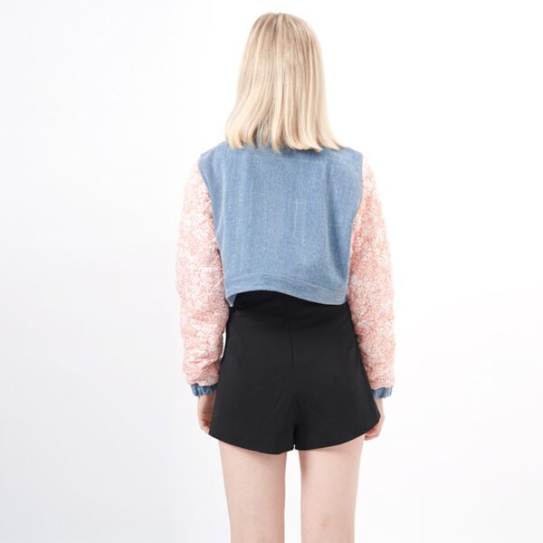 Long Sleeves Cropped Denim Jacket - Image 3