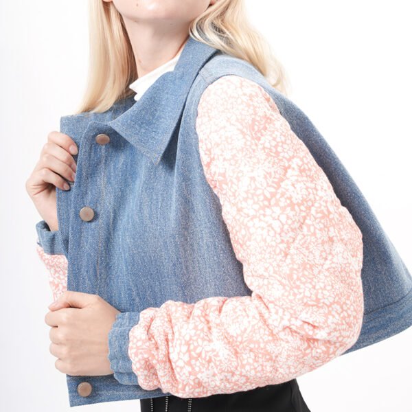 Long Sleeves Cropped Denim Jacket - Image 2