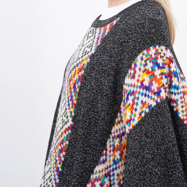 Fringed Hem Knitting Cape Poncho Sweater - Image 2