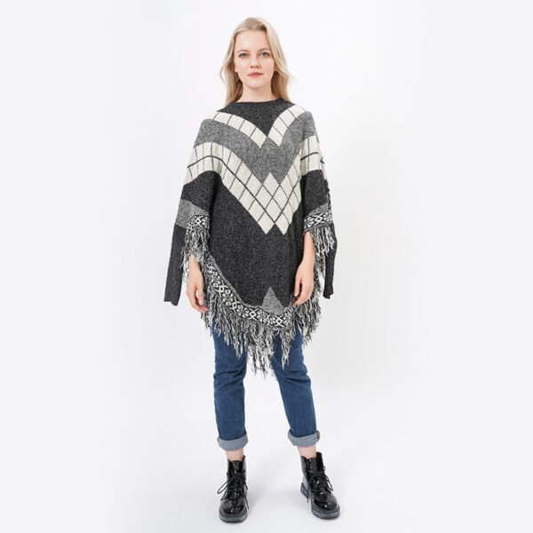 Women Tassels Knitting Fall Poncho Sweater - Image 7