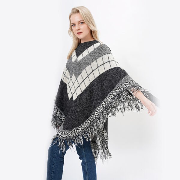 Women Tassels Knitting Fall Poncho Sweater