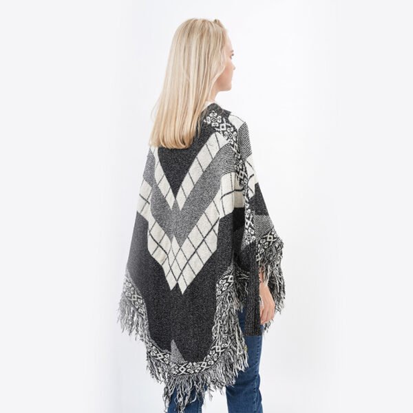 Women Tassels Knitting Fall Poncho Sweater - Image 5