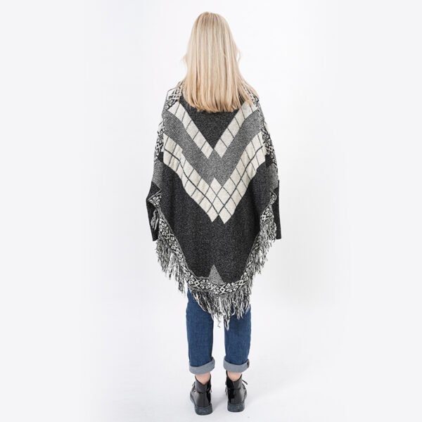 Women Tassels Knitting Fall Poncho Sweater - Image 4